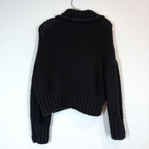 Free People My Only Sunshine Sweater Black Chunky Mock Neck Small - Picture 5 of 12
